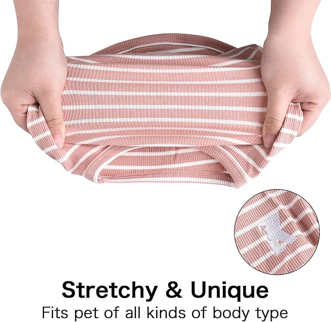 Koneseve Dog Shirt Vest Lightweight Stretchy Dog T-Shirts Soft Cool Shirts Sleeveless Stripe Vests Breathable Clothes for Puppy Kitty Cats Small Medium Large Dogs 2 Pack Pink + Green [ 5XL ]
