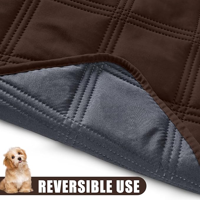 Smiry Waterproof Dog Bed Cover Blanket 30x70, Soft Reversible Pet Blanket, Washable Leakproof Cats Dogs Couch Cover for Sofa, Couch, Furniture, Chocolate/Dark Grey