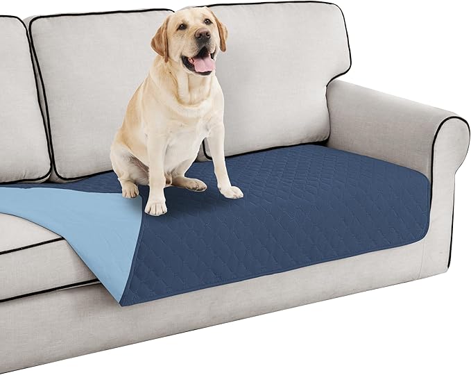 Easy-Going 100% Waterproof Dog Bed Cover Reversible Leak Proof Couch Cover Washable Sofa Cover Furniture Protector Blanket for Pets Kids Children Dog Cat (30x53 Inch, Dark Blue/Light Blue)