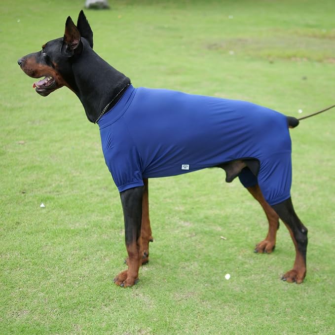 LoveLongLong Dog Jumpsuit with UV Protection and Quick-Dry Fabric for Spring Summer Pet Pajamas Navy Blue 2XL