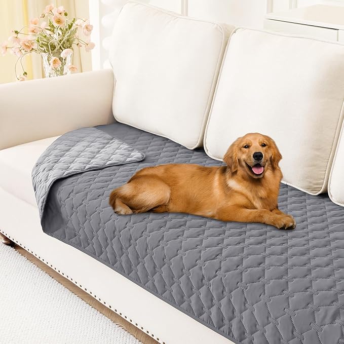 Smiry Waterproof Dog Bed Cover Blanket, Soft Reversible Pet Blanket, Washable Leakproof Cats Dogs Couch Cover for Sofa, Couch, Furniture (30x70 Inch, Grey/Light Grey)