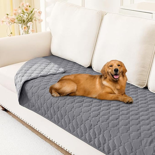 Smiry Waterproof Dog Bed Cover Blanket, Soft Reversible Pet Blanket, Washable Leakproof Cats Dogs Couch Cover for Sofa, Couch, Furniture (30x70 Inch, Grey/Light Grey)