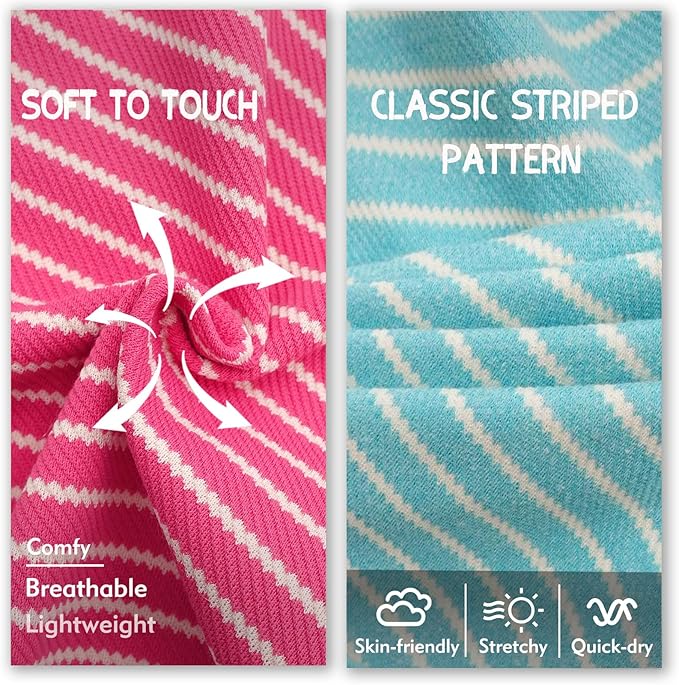 KYEESE 2Pack Dog Shirts Striped for Small Pups Soft Stretchy Pet Tee Lightweight Puppy Tank Top Sleeveless Canine Vest Breathable, X-Large, Rose Red+Blue