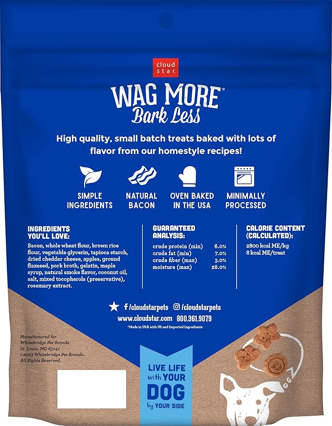 Cloud Star Wag More Bark Less Soft Chews Dog Treats, Bacon, Cheese, & Apples, 6 Oz. Pouch