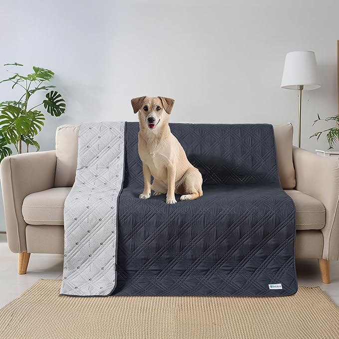 PetAmi Waterproof Dog Bed Cover, Reversible Furniture Protector for Cats & Dogs, Washable Blanket for Couch Seat, 102x82 Gray