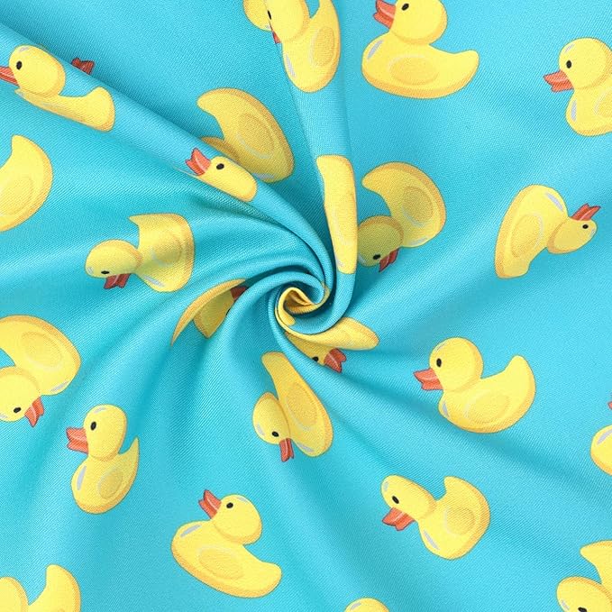 HDE Dog Swim Trunks Hawaiian Board Shorts Beach Pool Swimsuit for XS to XXL Dogs Teal Rubber Ducks - L