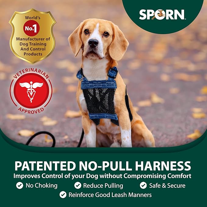 Sporn Mesh Non Pull Dog Harness Medium Blue, Perfect for Training-Stops Dogs from Pulling and Choking on Walks for Small, Medium and Large Dogs, Puppy Harness, No Pull Harness, No Choke Harness