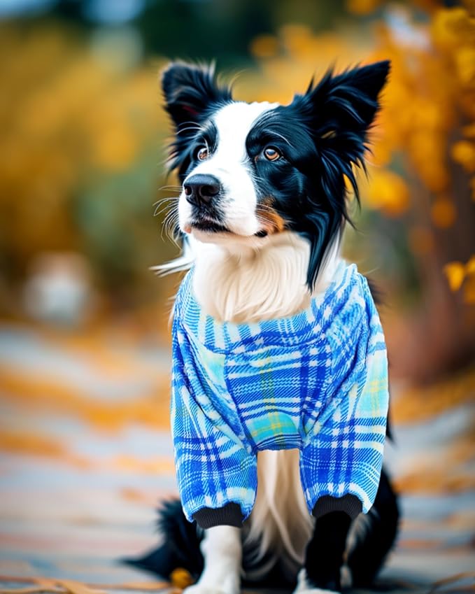 PET SHOW 4 Pack Small Dog Pajamas Cute Dinosaur Monster Clothes for Medium Dogs Soft Stretchy PJs Plaid Jumpsuit Puppy Tie Dye Onesies Outfits with Sleeve Pets Dachshund Costume(XL, Blue for Boys)