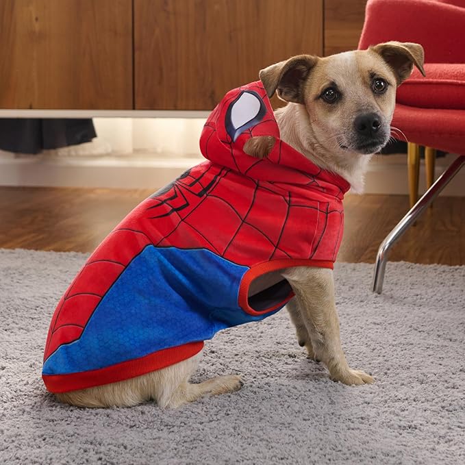 MARVEL Spider-Man Pet Hoodie - Sleeveless Hooded Pet Shirt with Costume Design (X-Large)