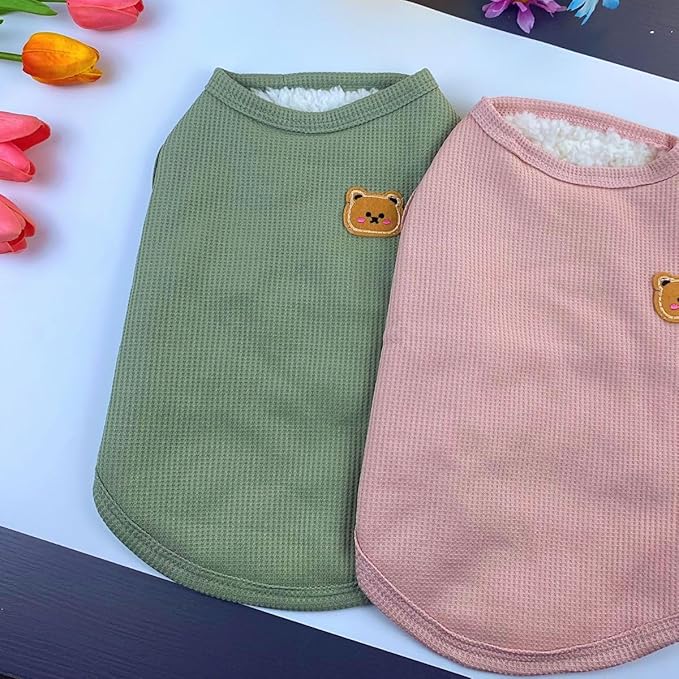 Pet-Clothes Fleece Cotton Dog Shirt Warm Soft Breathable Stretchy Tee Lightweight Sleeveless Vest for Cats Dogs in Medium Small Sizes