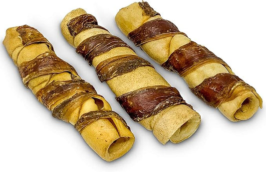 Water Buffalo Retriever 9 Inch Cheek Roll Dog Chews - 3 Pack (Healthy Alternative for Beef Rawhide for Dogs, Natural Treat, Single Source Protein Dog Treat)