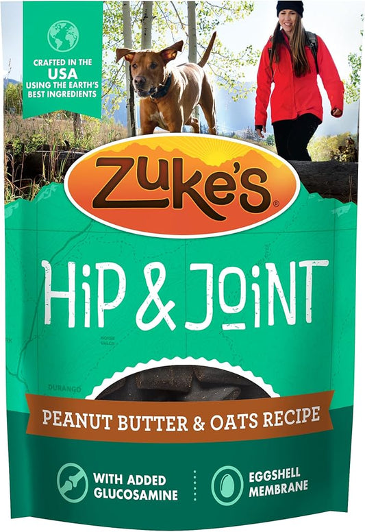 Zuke's Hip and Joint Support Dog Treats for Adult Dogs, Senior Dog Treats Made with Real Peanut Butter and Oats, 16 oz. Resealable Pouch - 16 oz. Bag