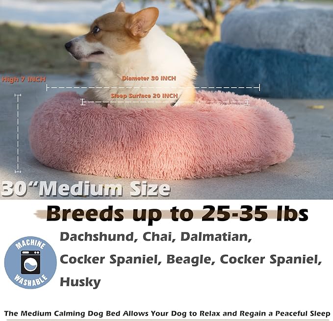 Pink Dog Beds for Medium Dogs Washable Girl Pet beds Fits up to 45 lbs Pets,30 Inches