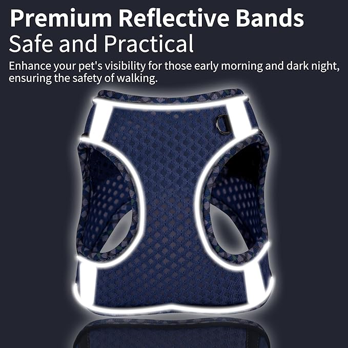 Summer Soft Dog Harness and Leash Set,Ultra Thin Breathable Diamond Mesh, Step in Adjustable Dog Harness with Padded Vest for Medium Size Dogs in Hot Weather Lavender L