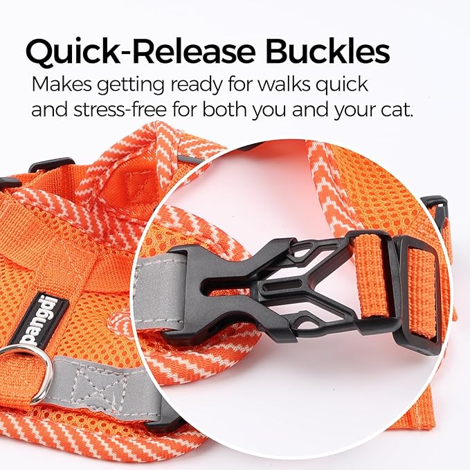 Cat Harness and Leash Escape Proof Small Kitten Harness Abyssinian Cat Vest for Walking Travel, Orange, S