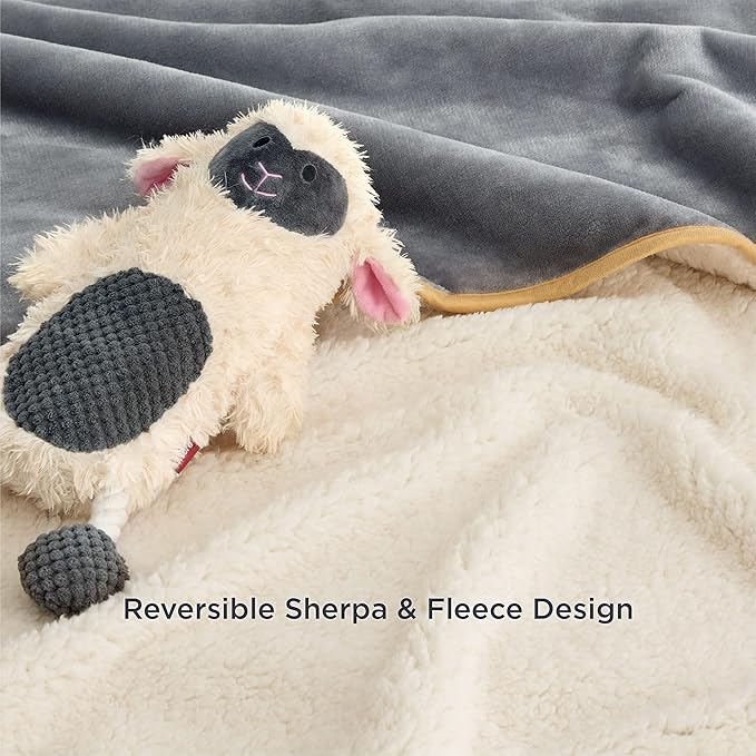 Bedsure Waterproof Blanket for Bed Intimacy- Sherpa Fleece Waterproof Dog Blankets for Large Dogs, Pet Blankets for Bed/Couch, Soft Plush Reversible Furniture Protector, King Size, 108"x86", Grey