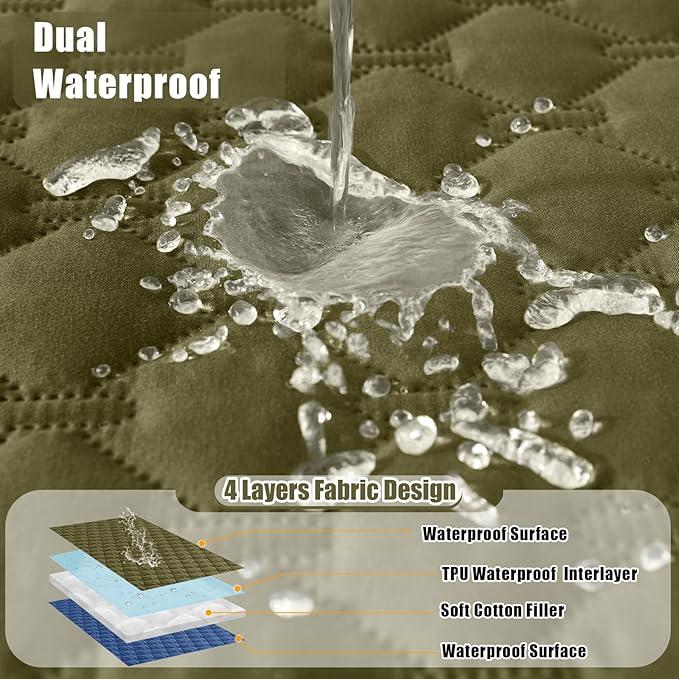 Smiry Waterproof Dog Bed Cover Blanket, Soft Reversible Pet Blanket, Washable Leakproof Cats Dogs Couch Cover for Sofa, Couch, Furniture (82x82 Inch, Green/Navy)