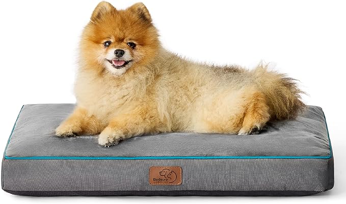 Bedsure Waterproof Dog Bed for Small Dogs - Up to 30lbs Pet Mat Pillows with Removable Washable Cover, Grey