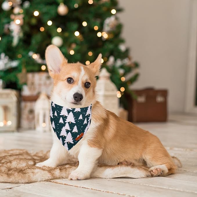 ADOGGYGO Christmas Dog Bandanas 2 Pack, Santa Tree Dog Christmas Scarf Bib, Premium Durable Fabric, Pet Holiday Bandanas for Medium Large Dogs (Large)