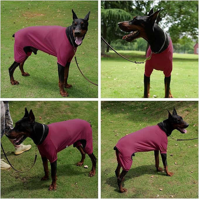 LoveLongLong Dog Jumpsuit with UV Protection and Quick-Dry Fabric for Spring Summer Pet Pajamas Taro Purple S