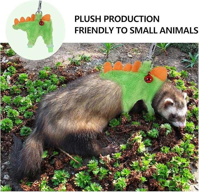 Ferret Harness, Ferret Leash, Ferret Harness and Leash Set with Safe Bell, Ferret Collar Small Animals Vest Harness for Puppy, Teacup Dog and Other Small Pet (Green)