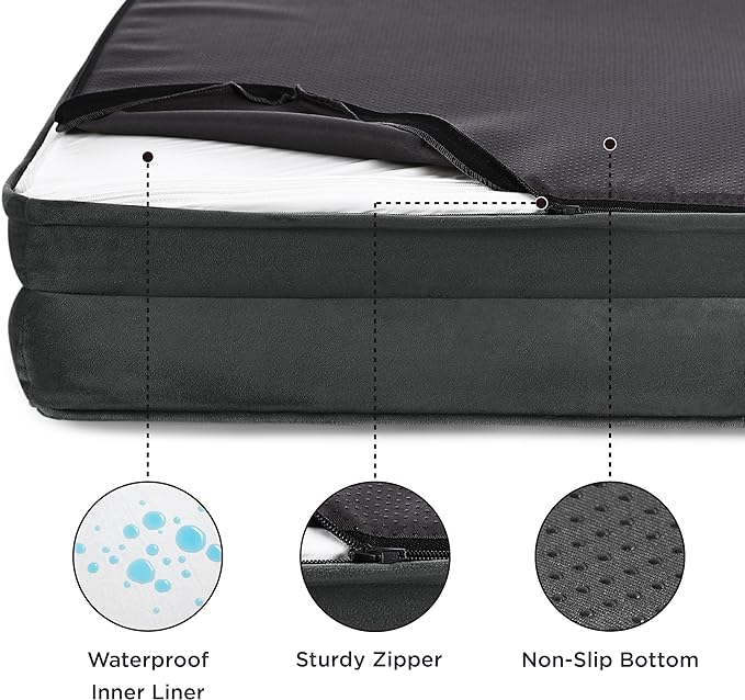 Bedsure XXL Orthopedic Dog Bed - Washable Great Dane Dog Sofa Beds for Giant Dogs, Supportive Foam Pet Couch Bed with Removable Washable Cover, Waterproof Lining and Nonskid Bottom, Dark Grey