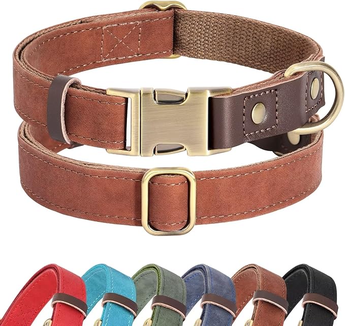 Didog Soft Padded Leather Dog Collars for Small Dogs, Classic Heavy Duty Dog Collar Adjustable with Quick Release Metal Buckle,Brown,S Neck 10-15"