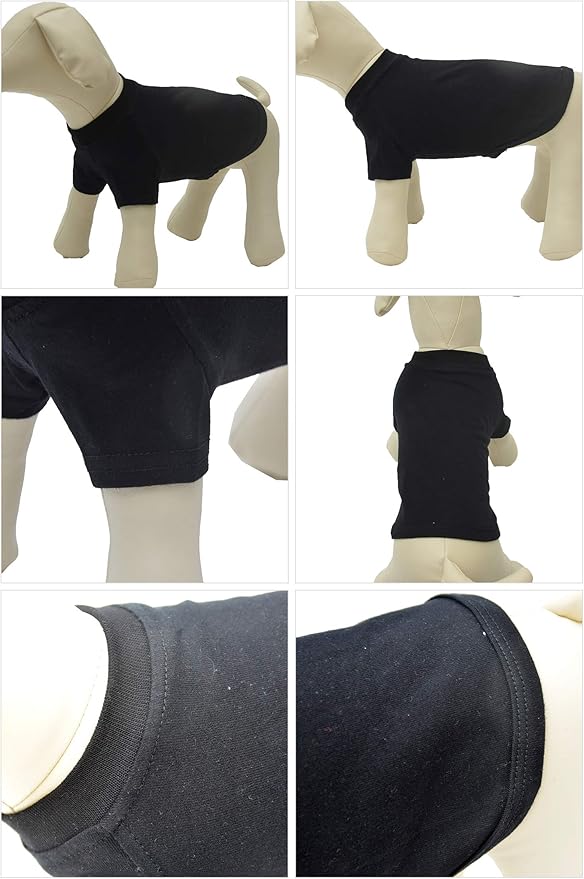 Lovelonglong Pet Clothing Dog Costumes Basic Blank T-Shirt Tee Shirts for Medium Small Dogs Black XL