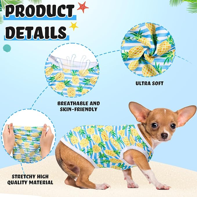 32 Pack Summer Hawaiian Dog Shirts Small for Dogs T-Shirts Pet Shirt Doggie Vest Puppy Clothes Flamingo Top Sleeveless Apparel for Cats (L)