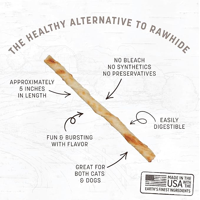 Earth Animal No-Hide Stix Beef, Chicken and Salmon Flavored Natural Rawhide Free Dog Chews Long Lasting Dog Chews Sticks (10 Count Pack of 3)