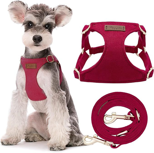 Puppytie No Pull Dog Harness with Multifunction Dog Leash,Soft Adjustable No Choke Escape Proof Pet Harness Vest for Medium Dogs or Large Dogs,red,M