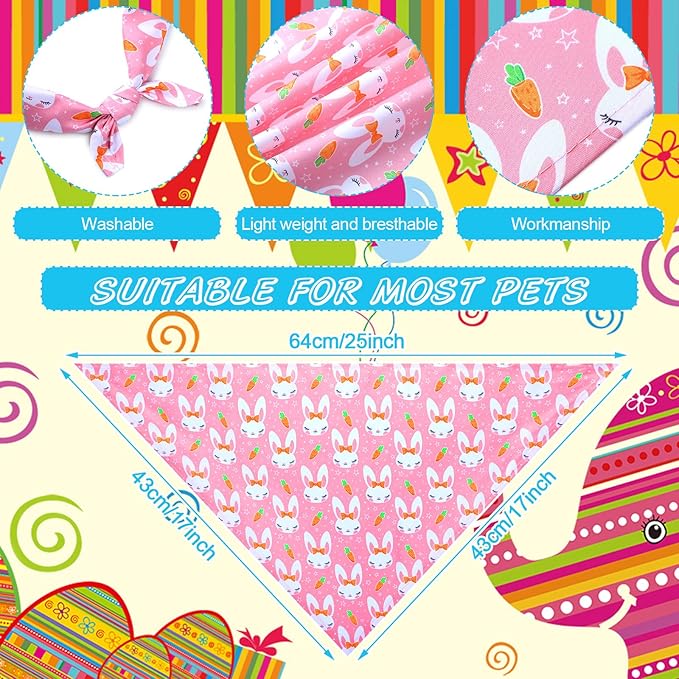 20 Pcs Easter Dog Bandana Pet Scarf Washable Triangle Bibs Shamrock Scarfs Adjustable Pet Triangle Washable Kerchief for Easter Dogs Cats