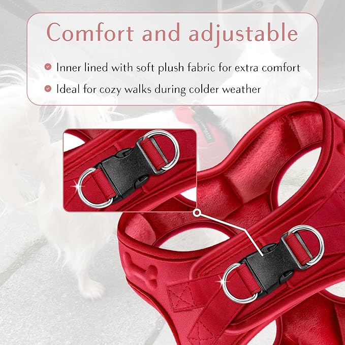 Comfort fit Step-in Dog & Puppy Harness - Comfortable All Weather Dog Vest Harness: Adjustable, Soft Padded, Easy to Put-on for Small, Medium-Sized Dogs.
