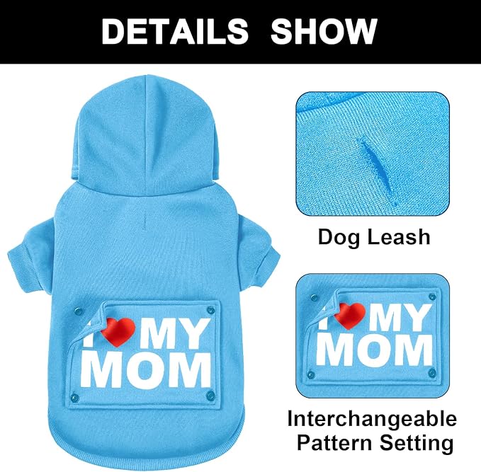 GreenJoy Magic Dog Sweater with 4 Interchangeable Patterns - Dog Hoodie Cold Weather Dog Coat Hooded Sweatshirt for Puppies,Cats, Small Medium Large Dogs (Blue (Letter Print A), XX-Large)