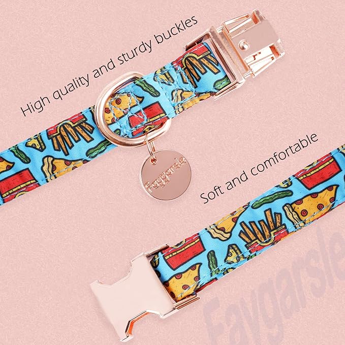 Faygarsle Blue Pizza Pattern Dog Collar for Small Medium Large Dogs Cute Puppy Collars for Female Dogs for Summer Spring Wedding Necklace Girl Dog Collar XS