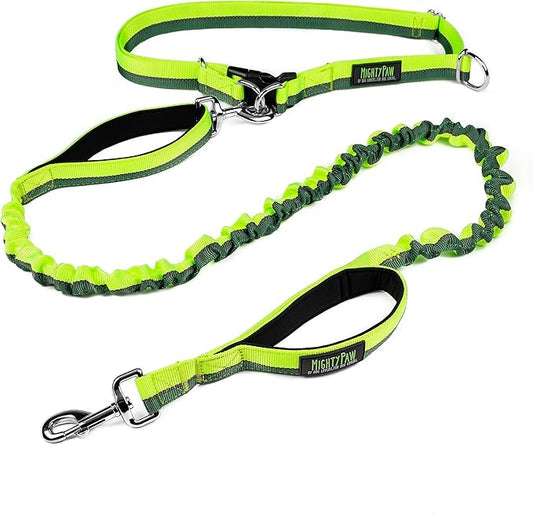 Mighty Paw Hands Free Dog Leash | Bungee Waist Leash for Dog Walking. Pet Running Hands Free Tether for Large, Medium & Small Breeds. Pet Waist Belt (36" - 48") Up to 150 lbs - Green