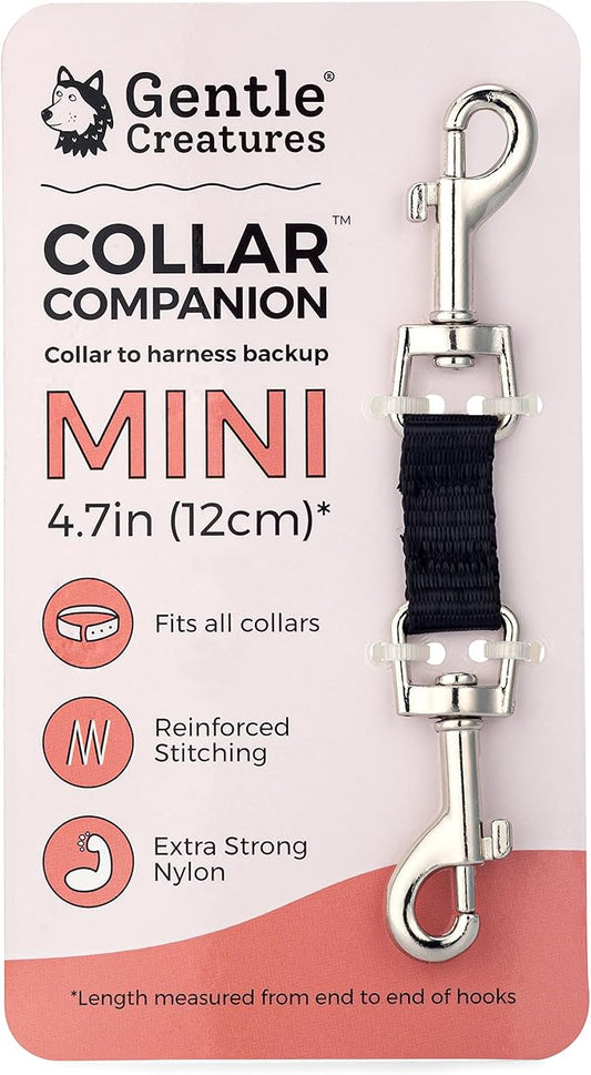 Gentle Creatures Collar Companion - Mini to Small Dogs Collar Backup Clip for Dog Harness, Prong Collar, Pinch Collar, Gentle Lead - Double Ended Backup Clasp - Harness to Collar Safety Clip
