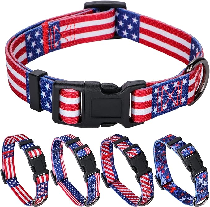 American Flag Dog Collar Independence Day Fourth of July The Great America Dog Collars Medium