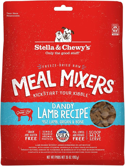 Stella & Chewy's Freeze-Dried Raw Lamb Meal Mixers- Dog Food Topper and Mixer - Made with 95% Grass-Fed Lamb, Organs & Bone - Perfect for Picky Eaters - Grain-Free - 35 oz