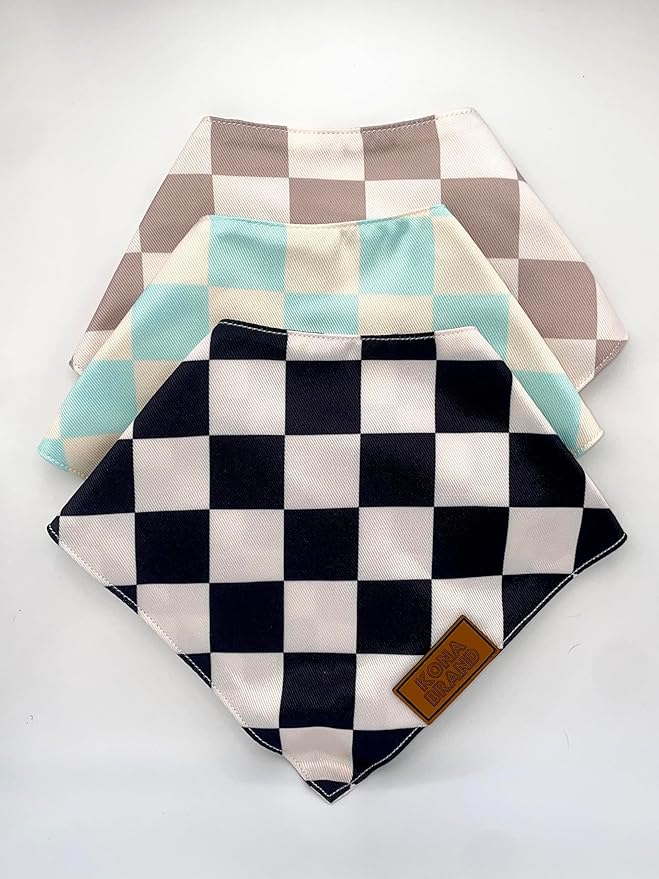 KonaBrandCo- Premium Handmade Dog Bandana | Dual Layered Silky Durable Polyester Fabric | Adjustable Fit Custom Shape- Won't Roll (Medium, OLLIE)