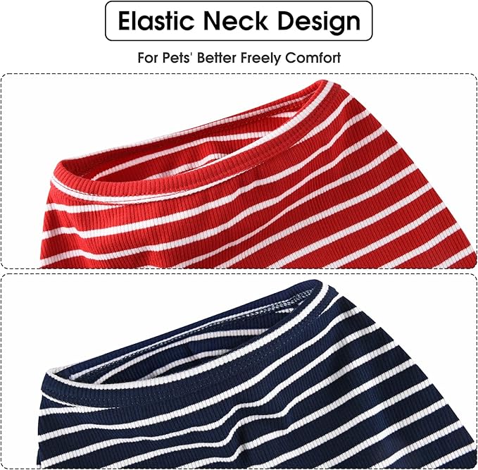 Koneseve Dog Shirt Vest Lightweight Stretchy Dog T-Shirts Soft Cool Sleeveless Stripe Vests Breathable Clothes for Puppy Kitty Cats Small Medium Large Dogs 2 Pack Red + Blue [ 3XL ]