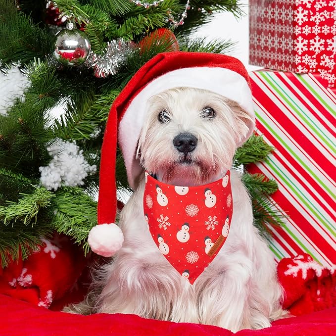 ADOGGYGO Christmas Dog Bandana, Snowman Xmas Pet Scarf, Premium Durable Fabric, Christmas Bandanas for Small Dogs Pets (Small)