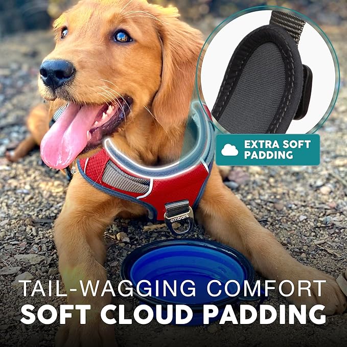 Embark Adventure Dog Harness, Reflective Trim No Pull Dog Harness Medium Sized Dogs - Military Grade Nylon, Front Clip with Gel Lined Handle.