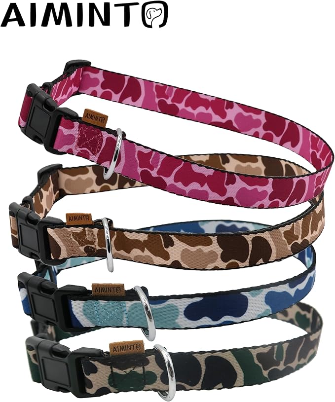 Dog Collar, Cute Camouflage Pattern, Soft and Adjustable Collar with Quick Release Buckle (L (Neck 16-28", Width 1"), Camouflage Brown)