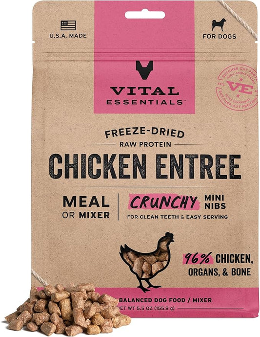 Vital Essentials® Freeze-Dried Raw Chicken Entree & Mixer Dog Food Crunchy Mini Nibs, 5.5 oz