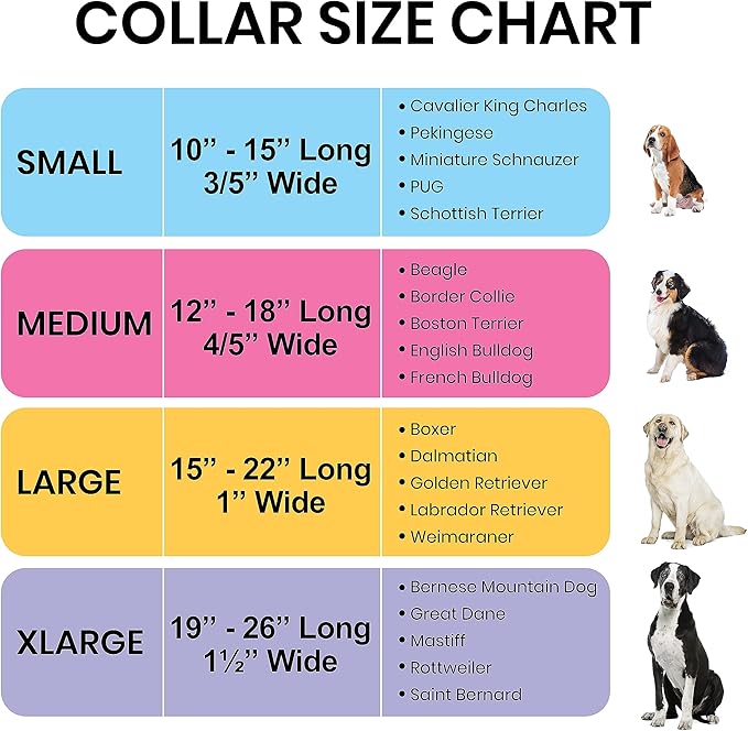 Dog Collars for Small Medium & Large Dogs Durable, Long Lasting, Adjustable, Heavy Duty Collars for Girl and Boy Puppy with Quick-Release Plastic Buckle.