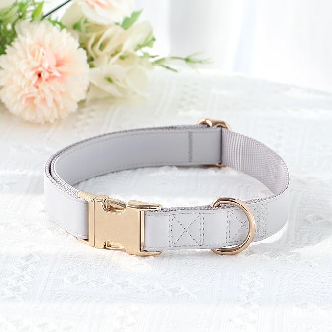 PET ARTIST Soft Leather Dog Collar for Small Dogs, Bright & Classic Nylon Padded Heavy Duty Dog Collar Leather with Quick Release Metal Buckle Adjustable for Male Dogs, Neck Fit 9-14"