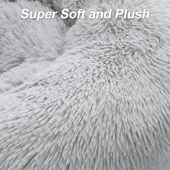 MIXJOY Comfortable Donut Cuddler Round Dog Bed Ultra Soft Washable Dog and Cat Cushion Bed (23'', Grey)