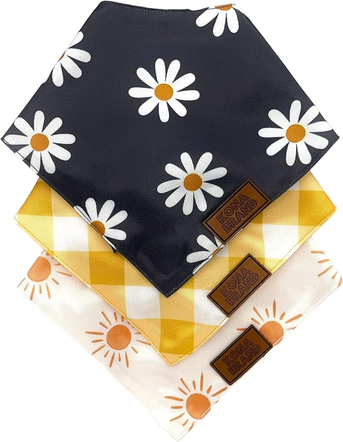 KonaBrandCo- Premium Handmade Dog Bandana | Dual Layered Silky Durable Polyester Fabric | Adjustable Fit Custom Shape- Won't Roll (Medium, MIDNIGHT)