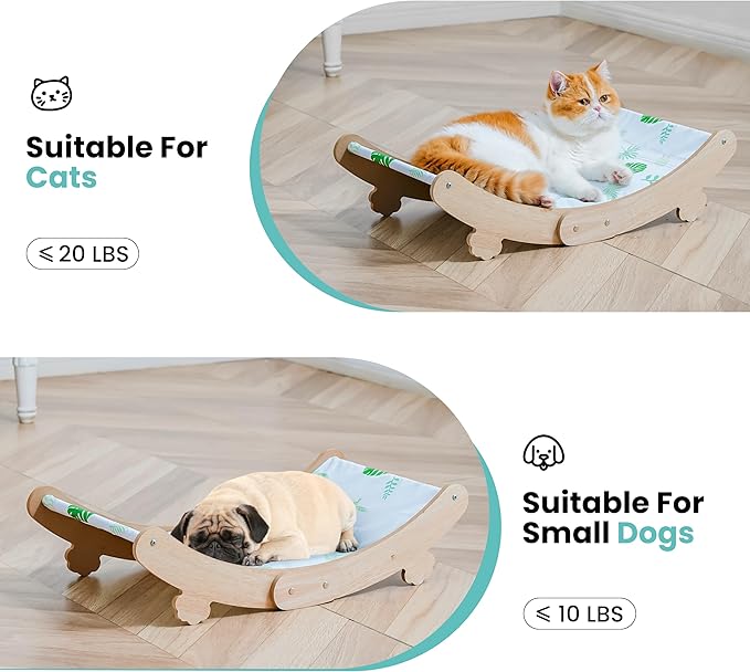 Cooling Cat Bed Hammock with Water Mat, Waterproof Elevated Cat Beds Chair with PVC Fabric, Curved Design, Pet Furniture Couch, Summer Pet Bed for Indoor Use, Green